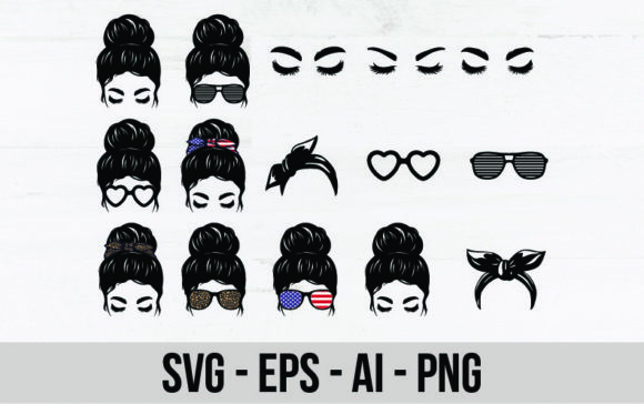 Messy Bun Mom Life Graphics and Print Templates Review