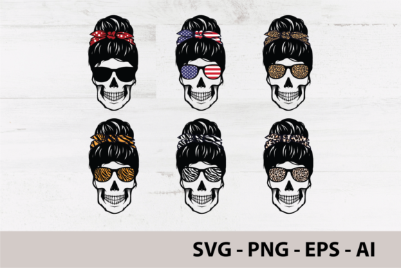 Skull with Glasses, Mom Life Skeleton Graphics and Print Templates